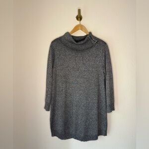 Gray Mock Neck Tunic Sweater size Large 3/4 Sleeve